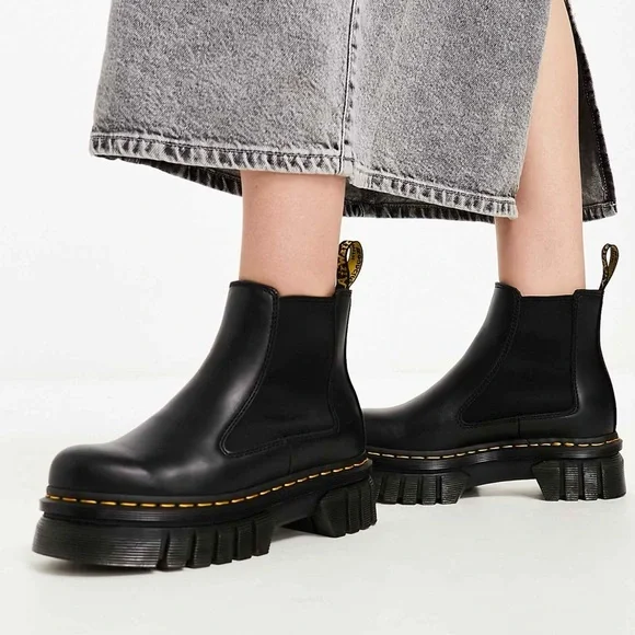 Dr. Martens x Free People Audrick Chelsea Platform 5 Black Smooth Nappa Leather